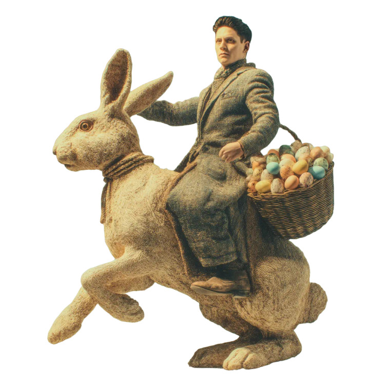 Man Riding Bunny Vinyl Car Decal Sticker – Waterproof & UV-Resistant 8"