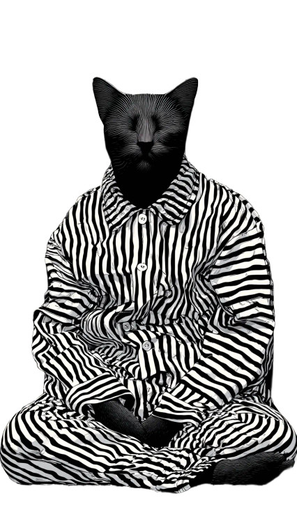 Black Cat Pajamas Vinyl Car Decal Sticker – Waterproof & UV-Resistant 8"