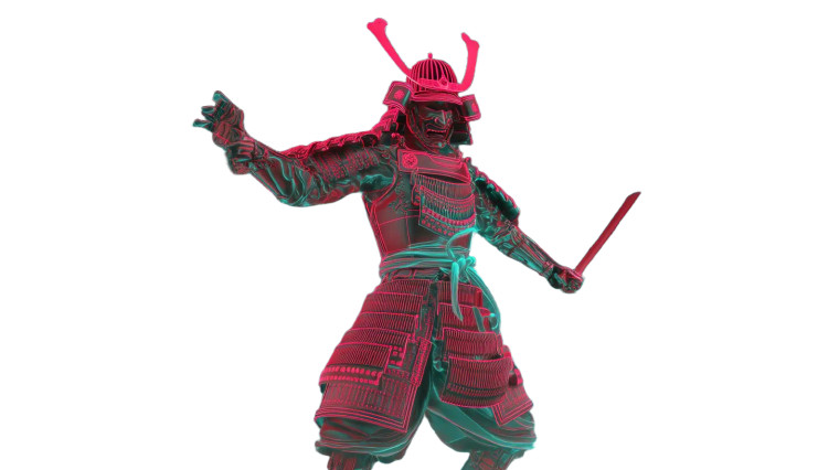 Cybernetic Samurai Hologram Vinyl Car Decal Sticker – Waterproof & UV-Resistant 8"