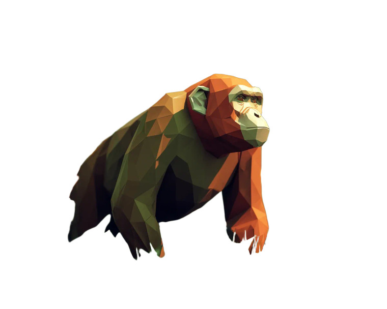 Low-Poly Chimpanzee Vinyl Car Decal Sticker – Waterproof & UV-Resistant 8"