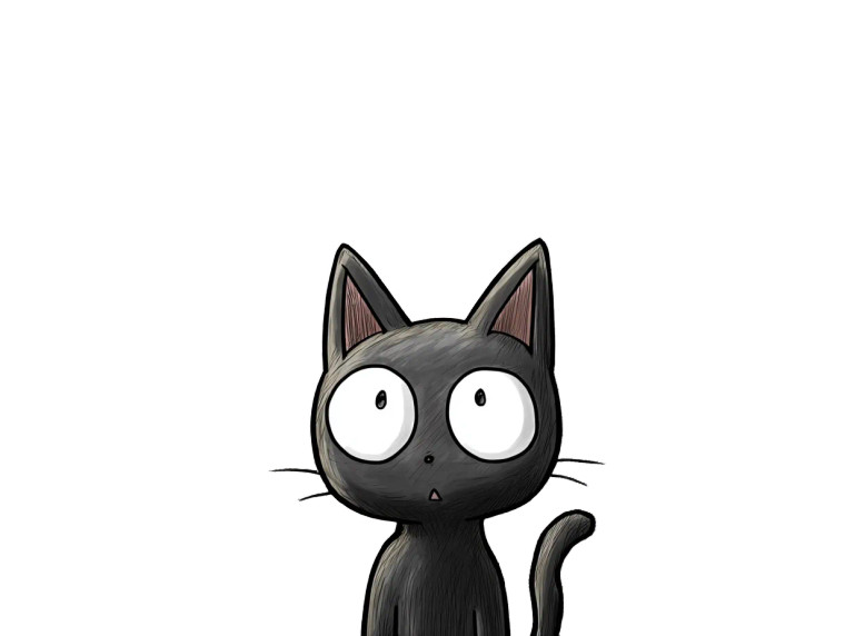 Cat Caricature Drawing Vinyl Car Decal Sticker – Waterproof & UV-Resistant 8"