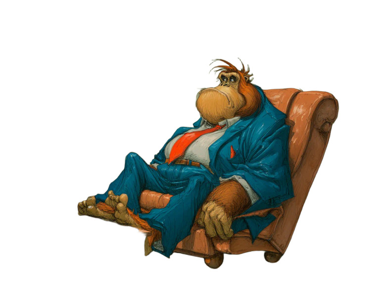 Dapper Orangutan Relaxing Vinyl Car Decal Sticker – Waterproof & UV-Resistant 8"