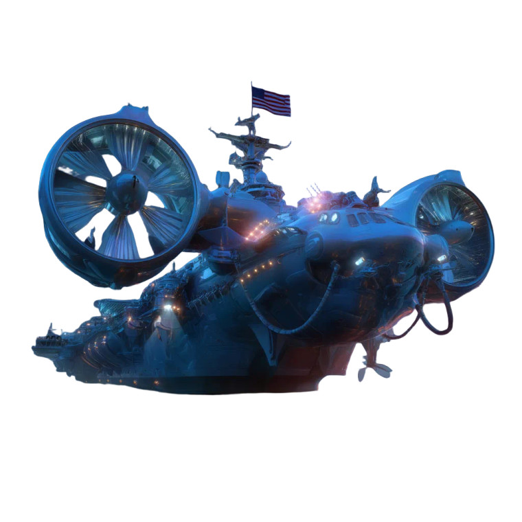 Futuristic Aircraft Carrier Vinyl Car Decal Sticker – Waterproof & UV-Resistant 8"