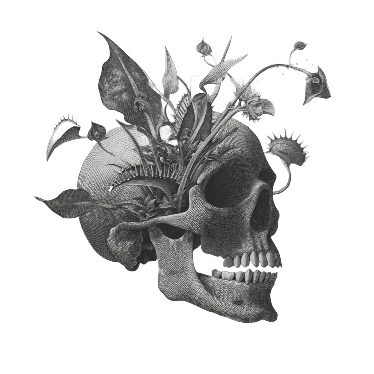 Venus Flytrap Skull Vinyl Car Decal Sticker – Waterproof & UV-Resistant 8"