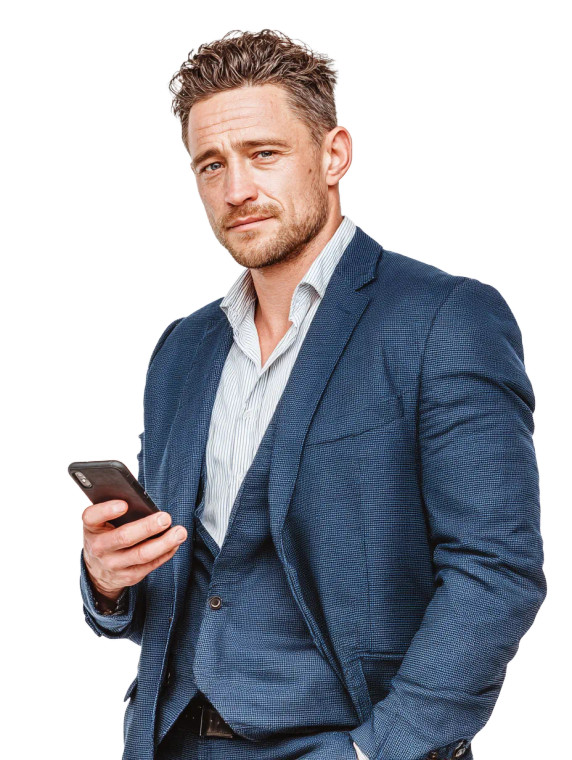 Businessman On Phone Vinyl Car Decal Sticker – Waterproof & UV-Resistant 8"