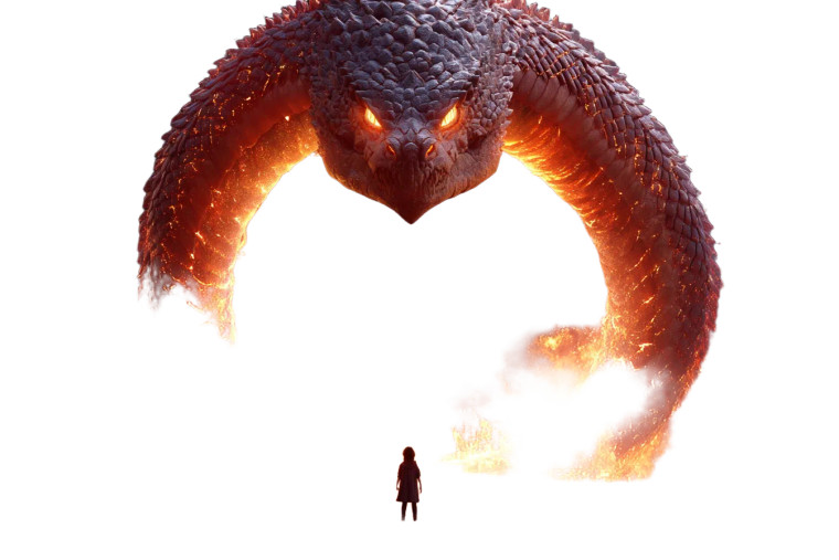 Fiery Serpent Confrontation Vinyl Car Decal Sticker – Waterproof & UV-Resistant 8"