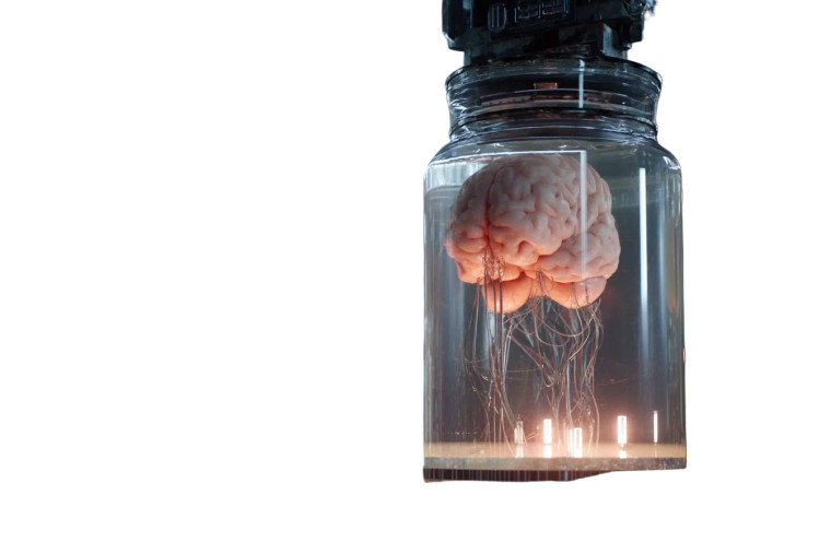 Glowing Brain Jar Vinyl Car Decal Sticker – Waterproof & UV-Resistant 8"
