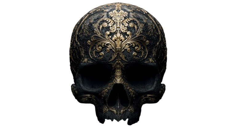 Ornate Gold Skull Vinyl Car Decal Sticker – Waterproof & UV-Resistant 8"
