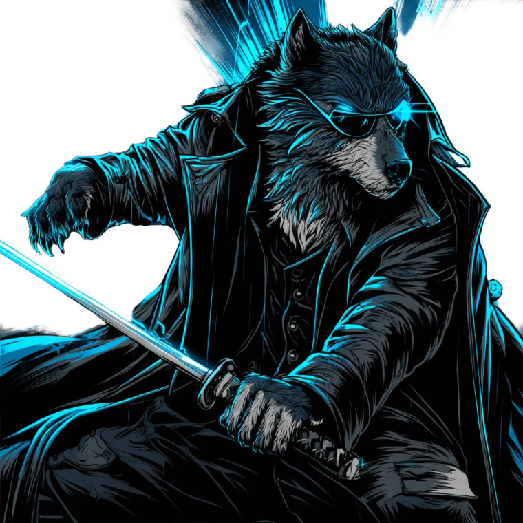 Matrix Wolf Neo Vinyl Car Decal Sticker – Waterproof & UV-Resistant 8"