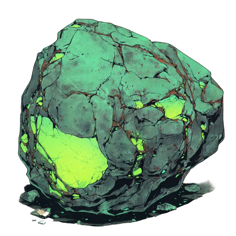 Glowing Green Mineral Vinyl Car Decal Sticker – Waterproof & UV-Resistant 8"