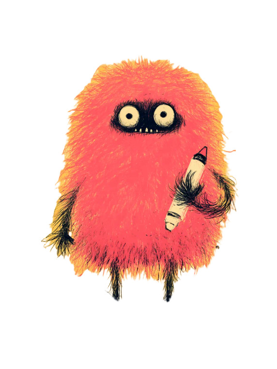 Fuzzy Monster Crayon Vinyl Car Decal Sticker – Waterproof & UV-Resistant 8"