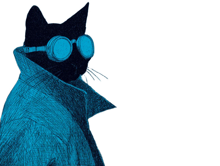 Cyberpunk Cat Detective Vinyl Car Decal Sticker – Waterproof & UV-Resistant 8"