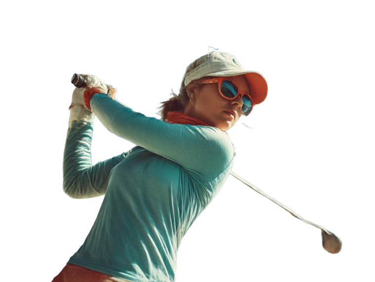 Female Golfer Swinging Vinyl Car Decal Sticker – Waterproof & UV-Resistant 8"