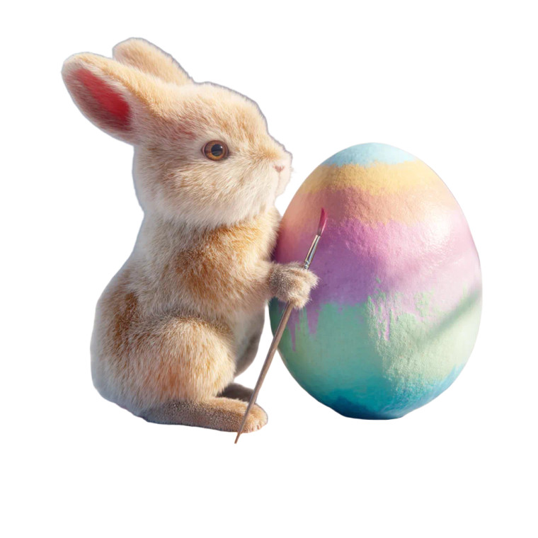 Rabbit Painting Egg Vinyl Car Decal Sticker – Waterproof & UV-Resistant 8"