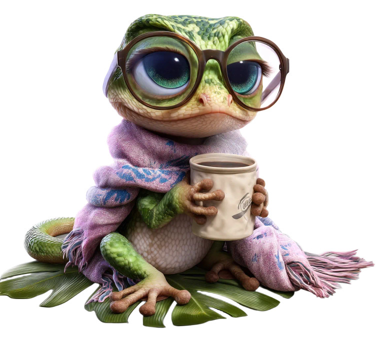 Exhausted Hipster Gecko Vinyl Car Decal Sticker – Waterproof & UV-Resistant 8"