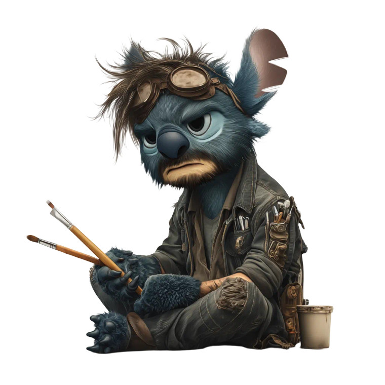 Stitch Brushing Hair Vinyl Car Decal Sticker – Waterproof & UV-Resistant 8"