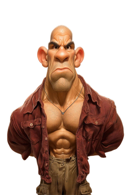 Exaggerated Bodybuilder Caricature Vinyl Car Decal Sticker – Waterproof & UV-Resistant 8"