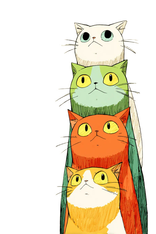 Stacked Cartoon Cats Vinyl Car Decal Sticker – Waterproof & UV-Resistant 8"