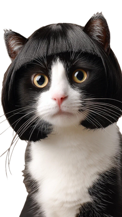 Cat In Wig Vinyl Car Decal Sticker – Waterproof & UV-Resistant 8"