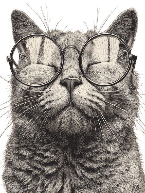 Cat With Glasses Vinyl Car Decal Sticker – Waterproof & UV-Resistant 8"