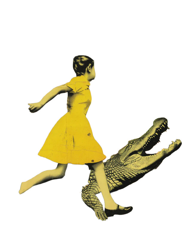 Girl Escapes Alligator Vinyl Car Decal Sticker – Waterproof & UV-Resistant 8"