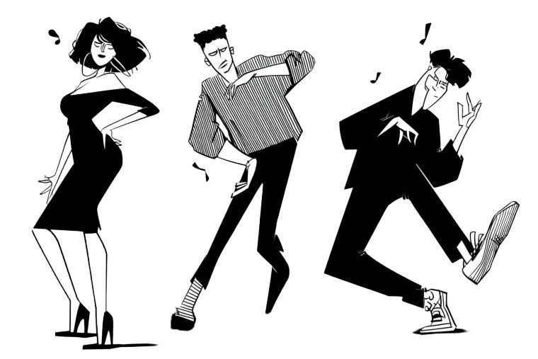 Dancing Characters Illustration Vinyl Car Decal Sticker – Waterproof & UV-Resistant 8"