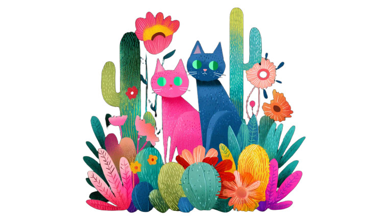 Cats On Cacti Vinyl Car Decal Sticker – Waterproof & UV-Resistant 8"