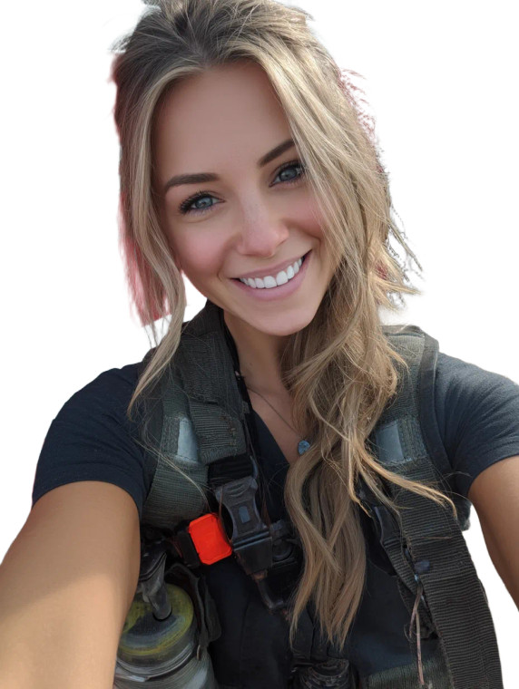 Blonde Firefighter Selfie Vinyl Car Decal Sticker – Waterproof & UV-Resistant 8"