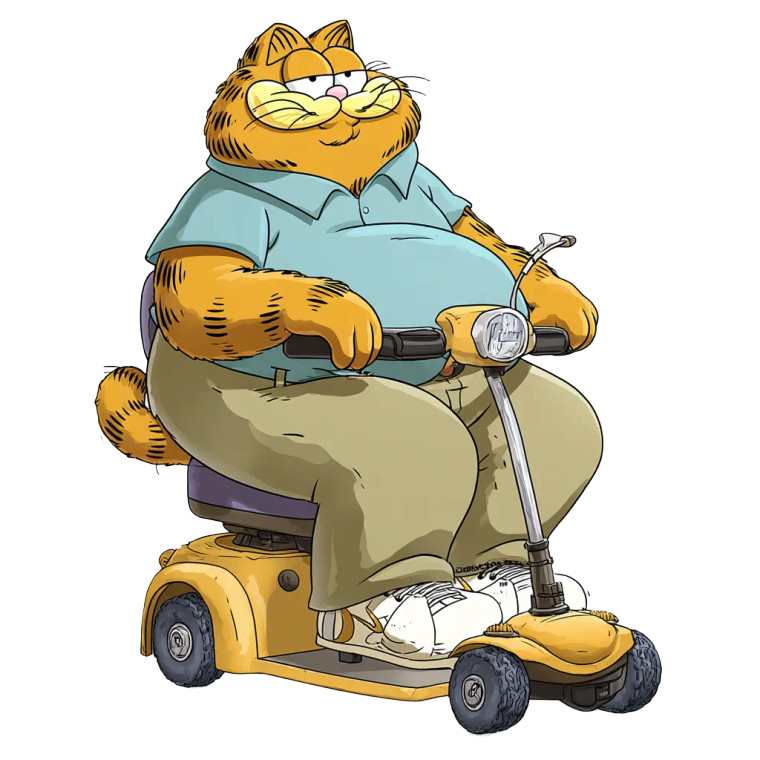 Obese Garfield Scooter Vinyl Car Decal Sticker – Waterproof & UV-Resistant 8"