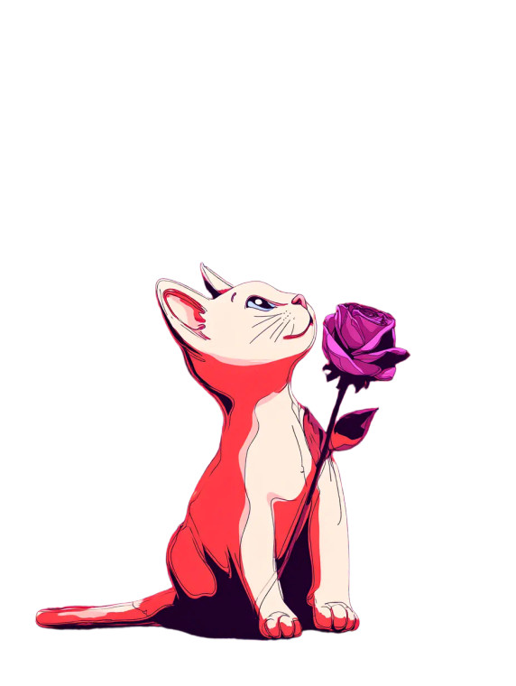 Cartoon Kitten Rose Vinyl Car Decal Sticker – Waterproof & UV-Resistant 8"