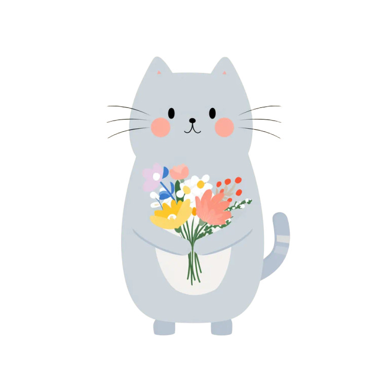 Cartoon Cat Bouquet Vinyl Car Decal Sticker – Waterproof & UV-Resistant 8"