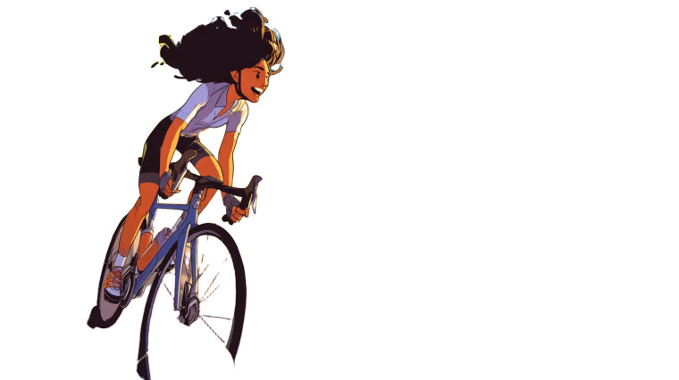 Joyful Cycling Illustration Vinyl Car Decal Sticker – Waterproof & UV-Resistant 8"