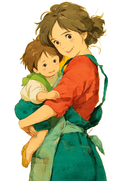 Miyazaki Mother Baby Vinyl Car Decal Sticker – Waterproof & UV-Resistant 8"