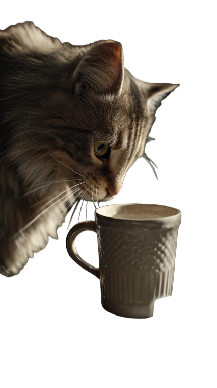 Cat Playing Mug Vinyl Car Decal Sticker – Waterproof & UV-Resistant 8"