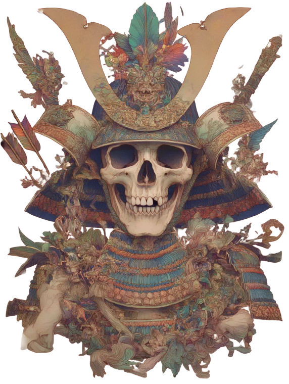 Samurai Skull Art Vinyl Car Decal Sticker – Waterproof & UV-Resistant 8"