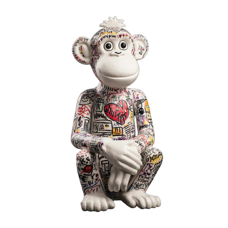 Monkey Sculpture Art Vinyl Car Decal Sticker – Waterproof & UV-Resistant 8"
