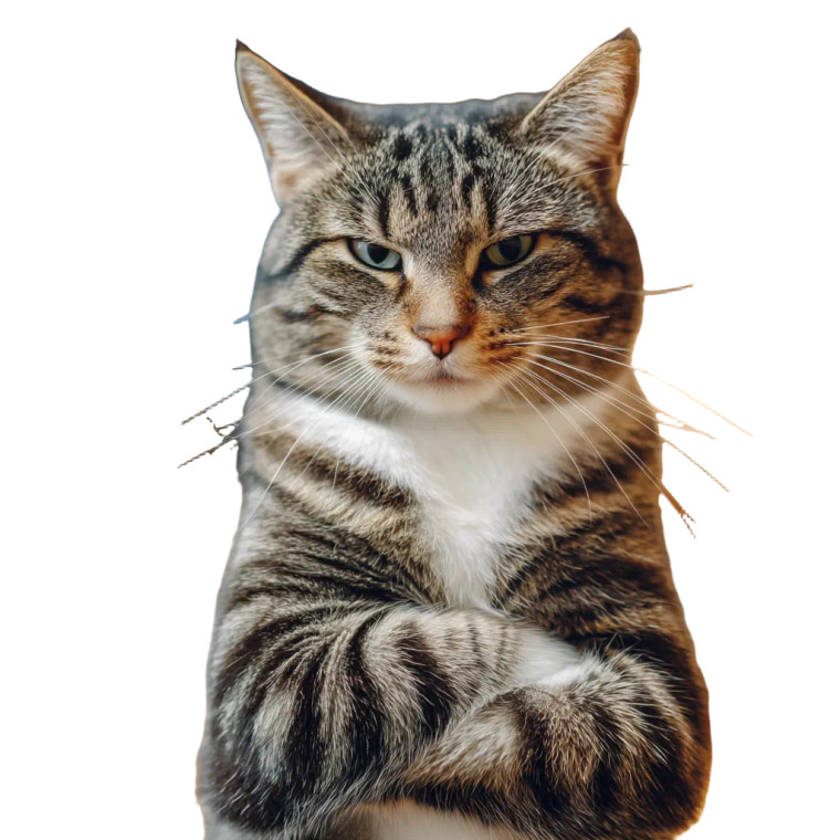 Grumpy Upright Cat V3 Vinyl Car Decal Sticker – Waterproof & UV-Resistant 8"