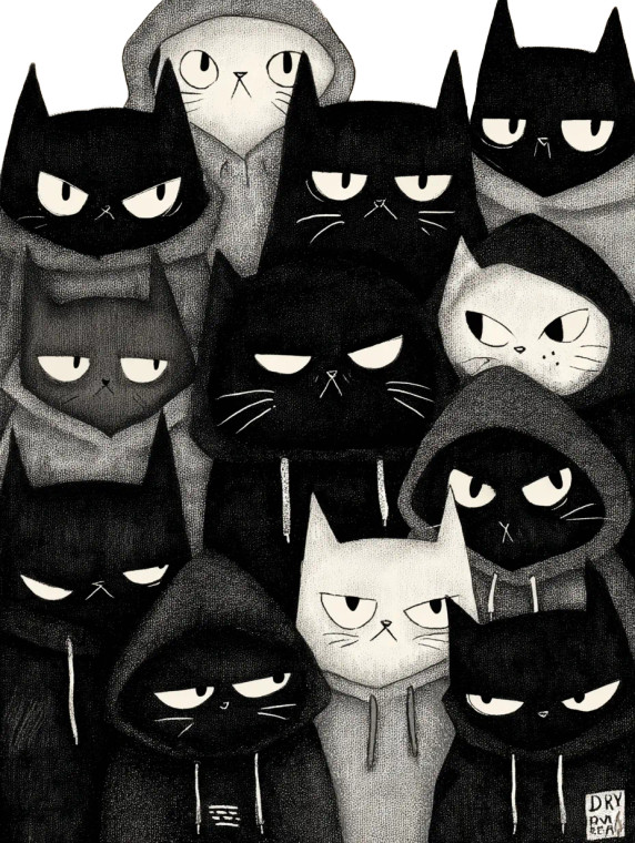 Angry Hoodie Cats V2 Vinyl Car Decal Sticker – Waterproof & UV-Resistant 8"
