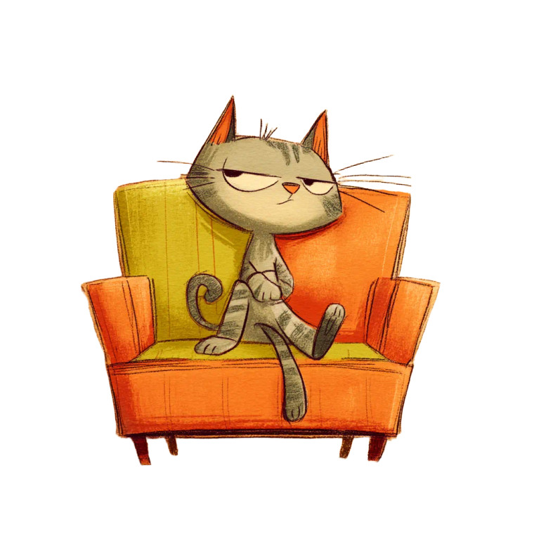 Striped Cat On Sofa Vinyl Car Decal Sticker – Waterproof & UV-Resistant 8"