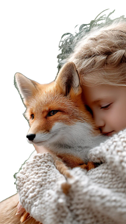 Girl Hugs Fox Vinyl Car Decal Sticker – Waterproof & UV-Resistant 8"