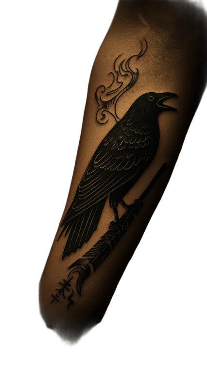 Gothic Crow Tattoo Vinyl Car Decal Sticker – Waterproof & UV-Resistant 8"