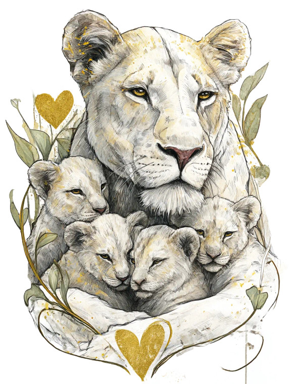 Lioness With Cubs Vinyl Car Decal Sticker – Waterproof & UV-Resistant 8"