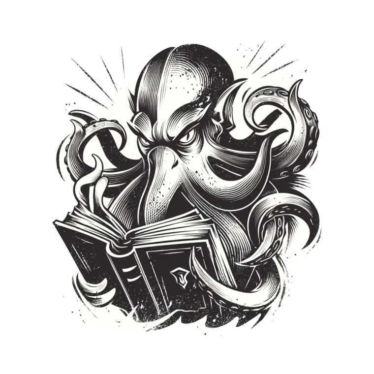 Octopus With Book Vinyl Car Decal Sticker – Waterproof & UV-Resistant 8"