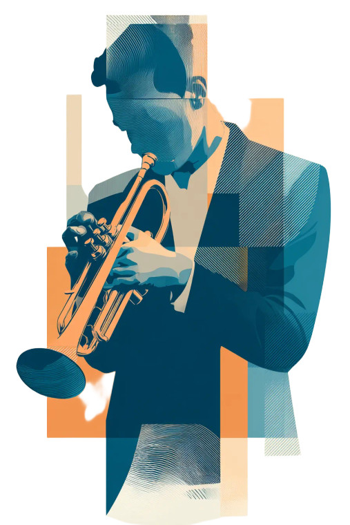 Trumpet Player Portrait Vinyl Car Decal Sticker – Waterproof & UV-Resistant 8"