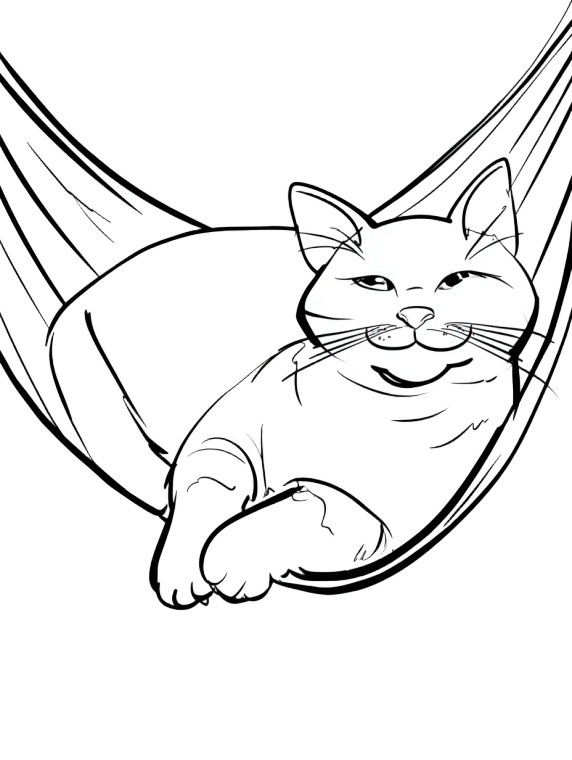 Relaxed Cat Hammock Vinyl Car Decal Sticker – Waterproof & UV-Resistant 8"