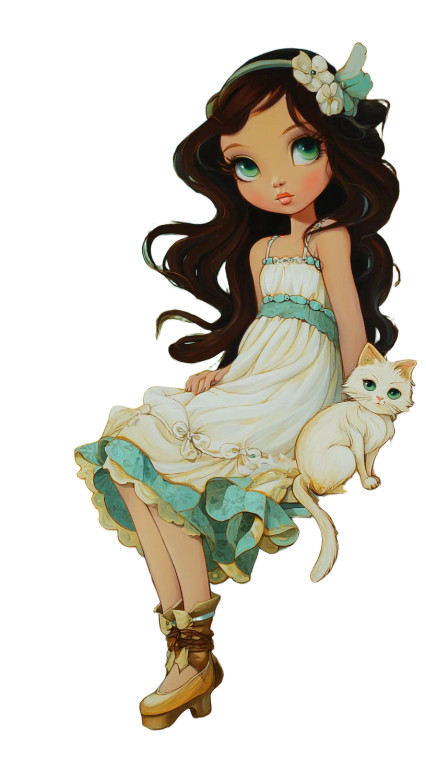 Girl With Cat V7 Vinyl Car Decal Sticker – Waterproof & UV-Resistant 8"