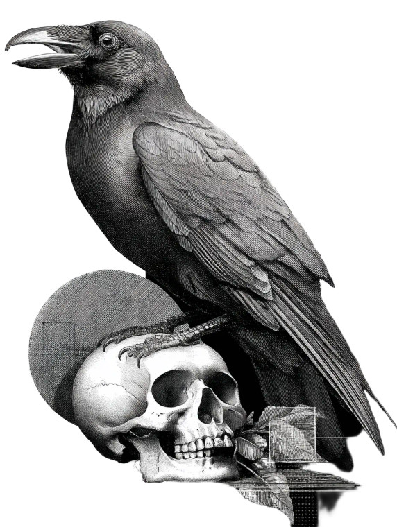 Metallic Crow Skull Vinyl Car Decal Sticker – Waterproof & UV-Resistant 8"