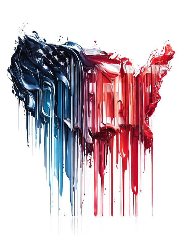 Melting Us Flag Vinyl Car Decal Sticker – Waterproof & UV-Resistant 8"