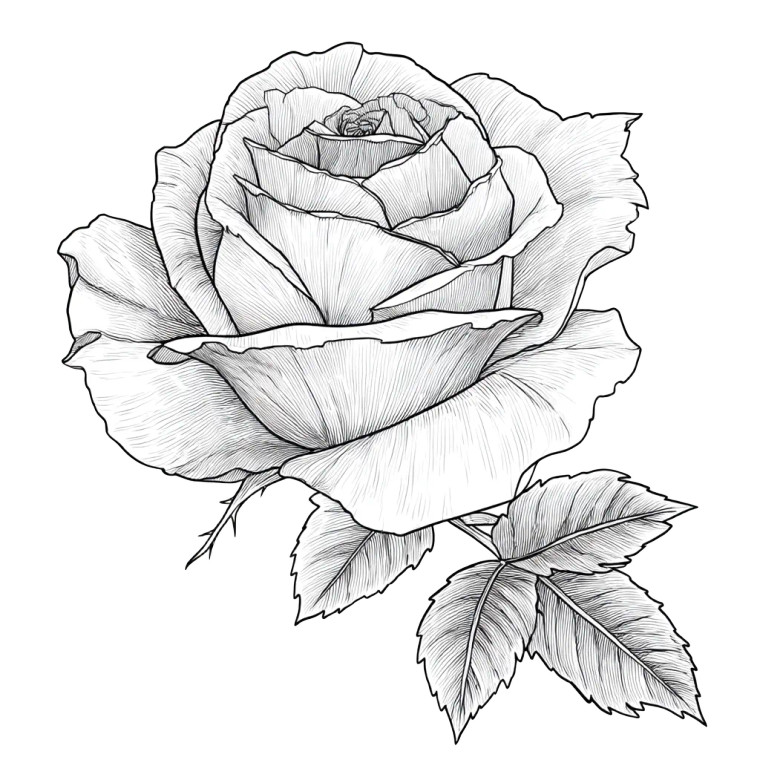 Rose Line Art Vinyl Car Decal Sticker – Waterproof & UV-Resistant 8"