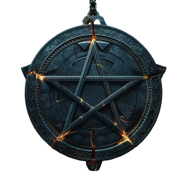 Fractured Pentacle Amulet Vinyl Car Decal Sticker – Waterproof & UV-Resistant 8"